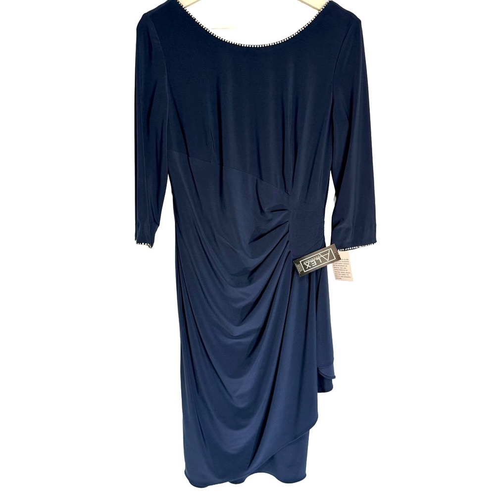 NEW Alex Evenings Cocktail Dress with a Rhinestone Collar, Graphite, size 10